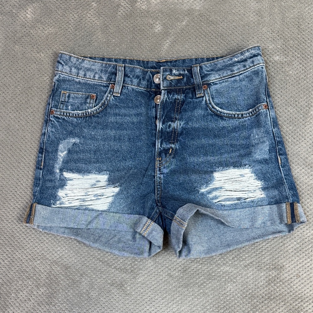 H&M Blue Distressed Jean Shorts